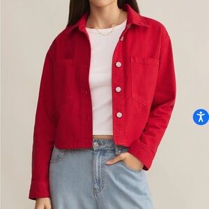 NWT Z Supply Red cropped Jean Jacket